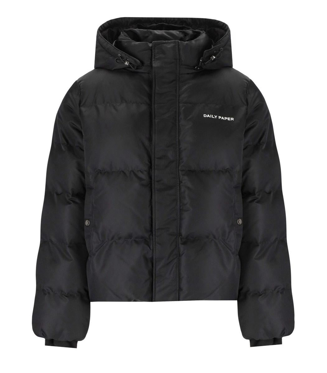 daily paper epuffa black hooded puffer jacket