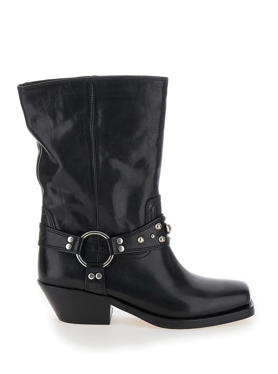 'anyta' black ankle boots with studs in leather woman