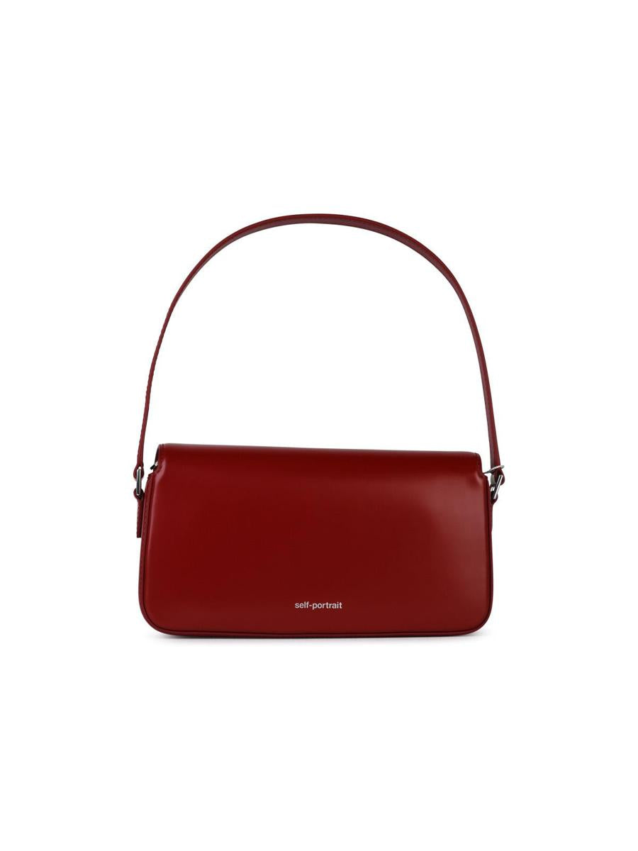 self-portrait 'fiocco' red smooth leather bag