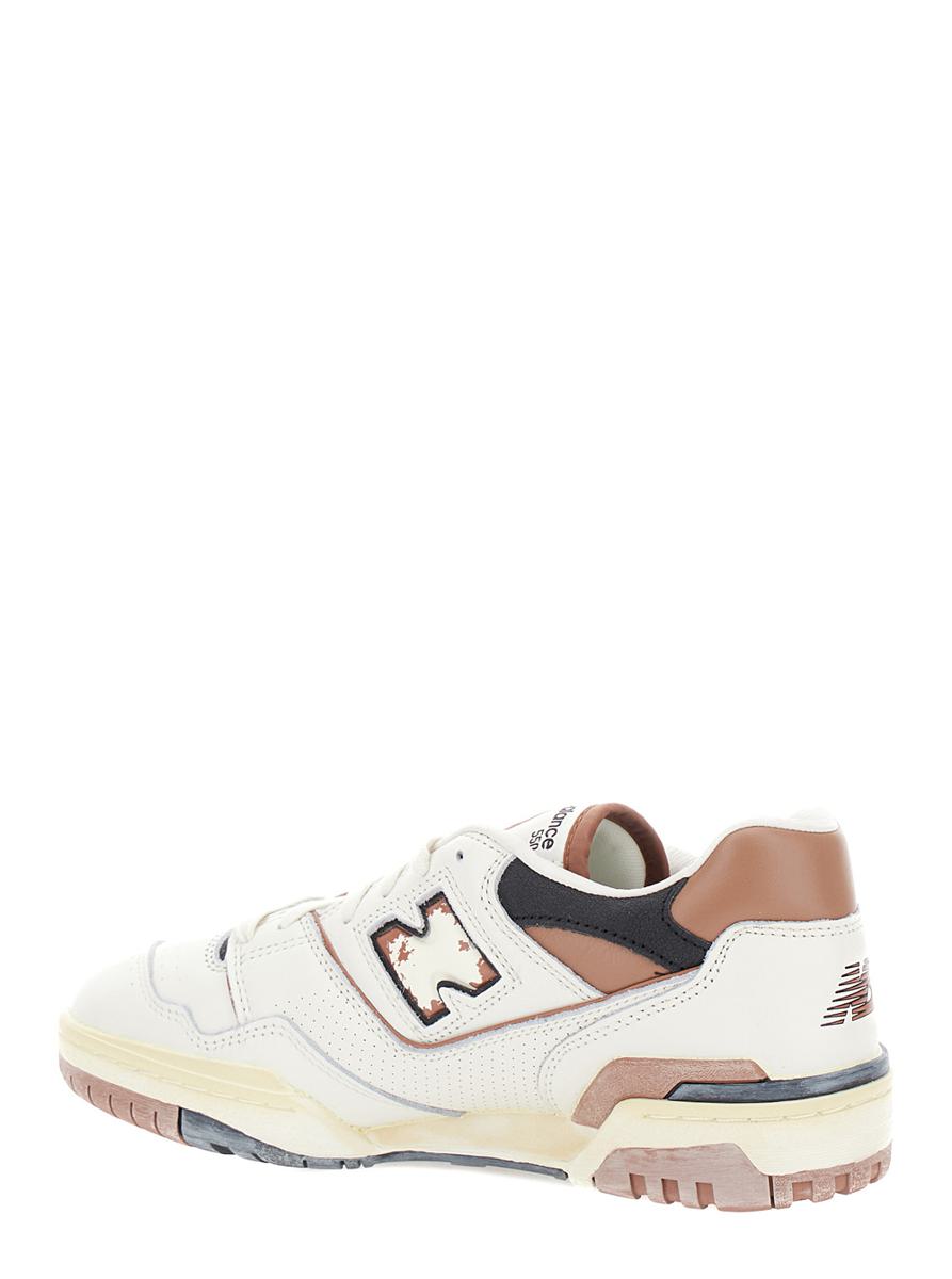 '550' white and brown low top sneakers with logo and contrasting details in leather man