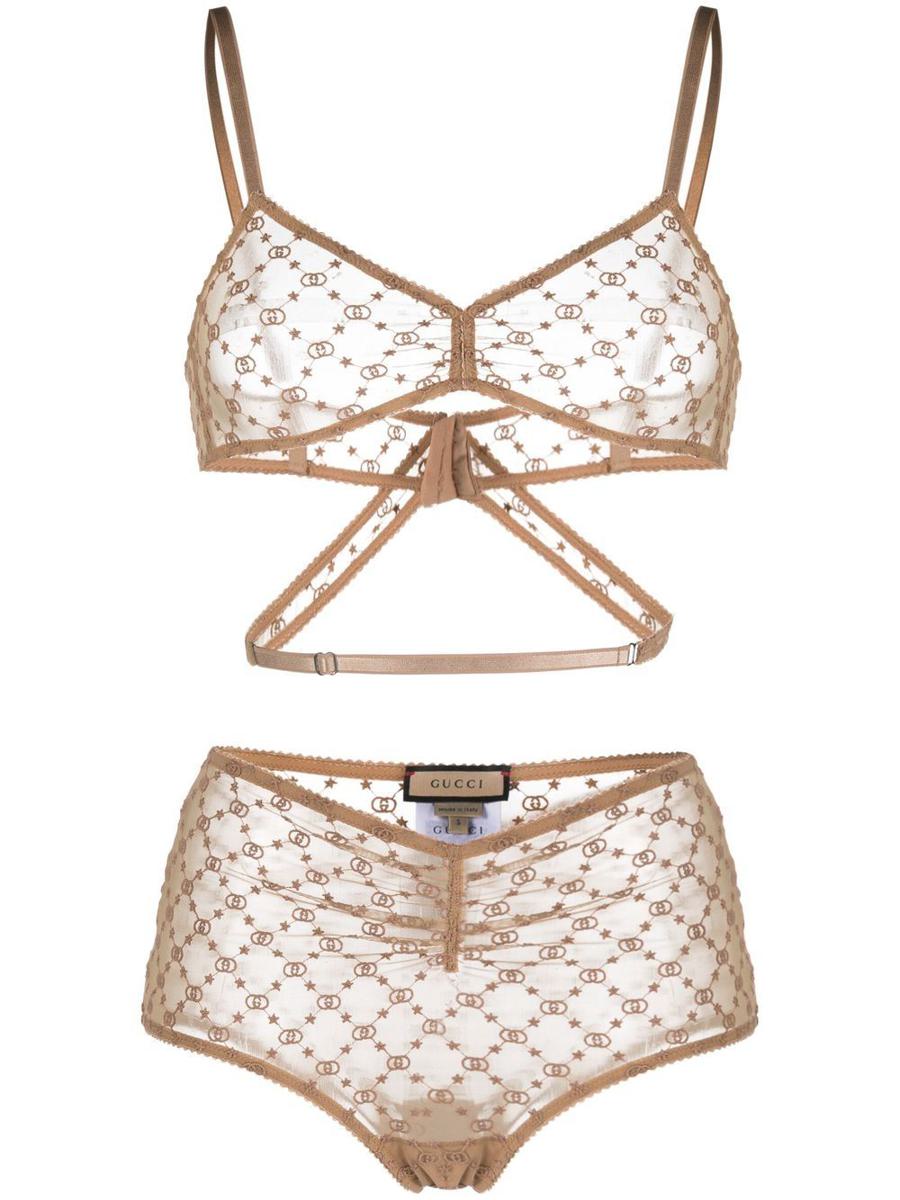 gucci gg tulle stars lingerie set