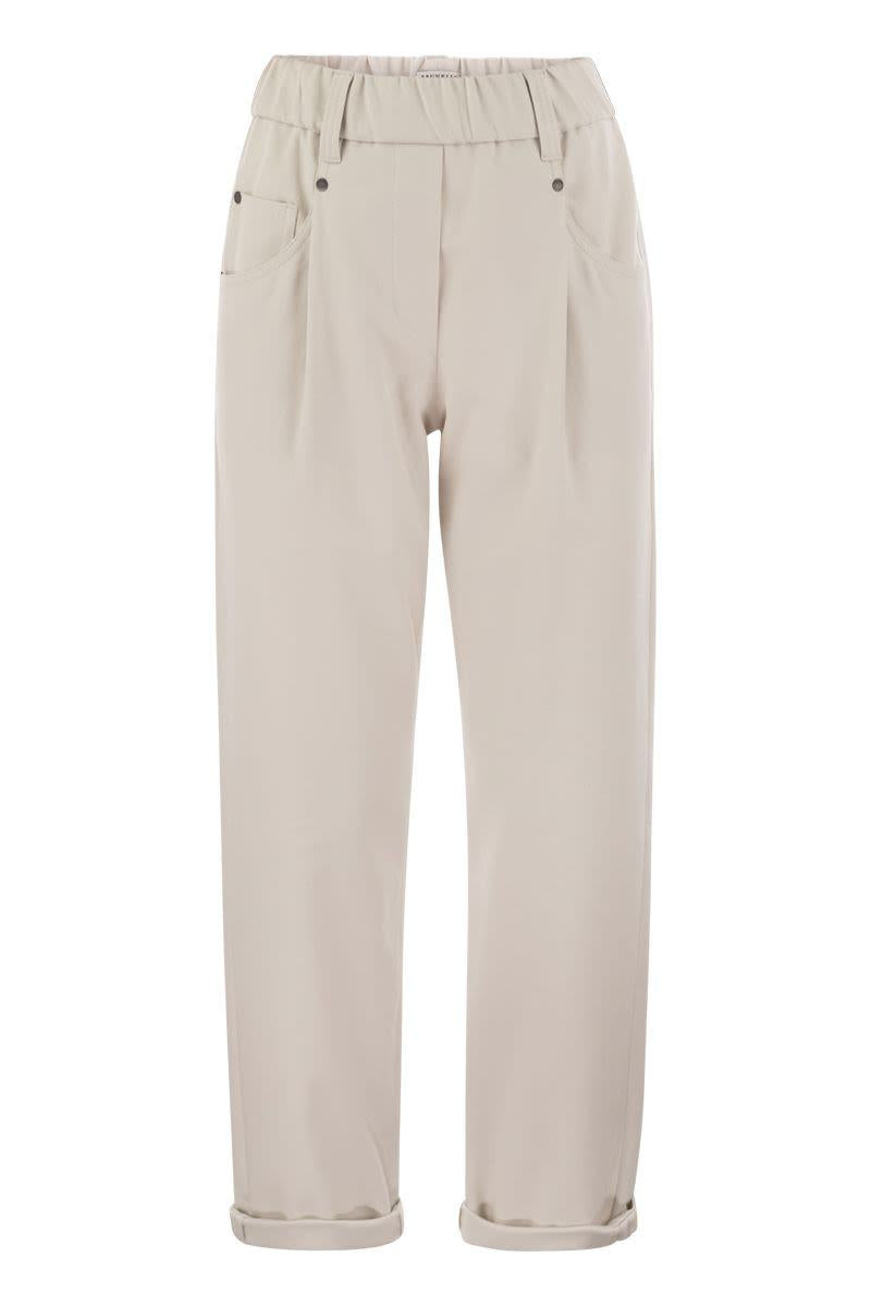 brunello cucinelli baggy trousers in stretch cotton cover-up with shiny bartack