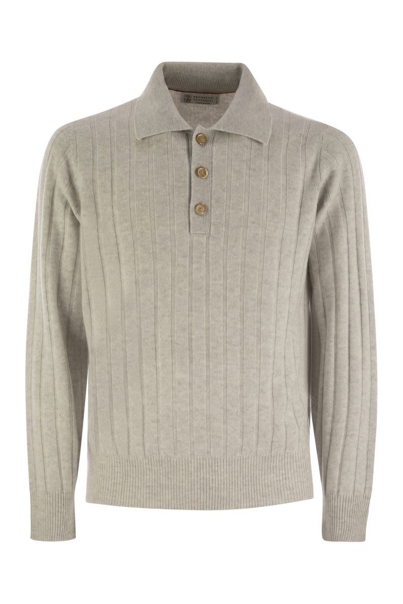 brunello cucinelli cashmere knit polo shirt