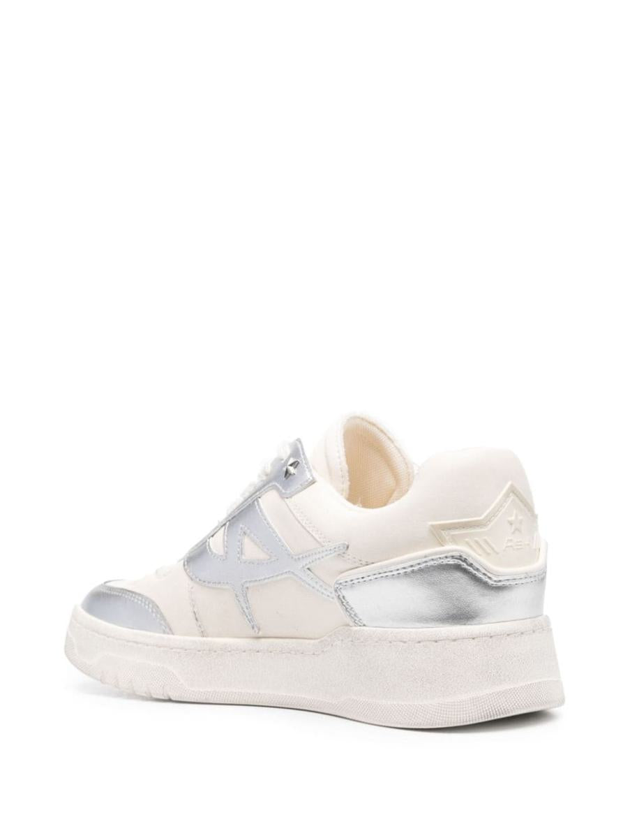 'blake' white low top sneakers with metallic details in leather woman