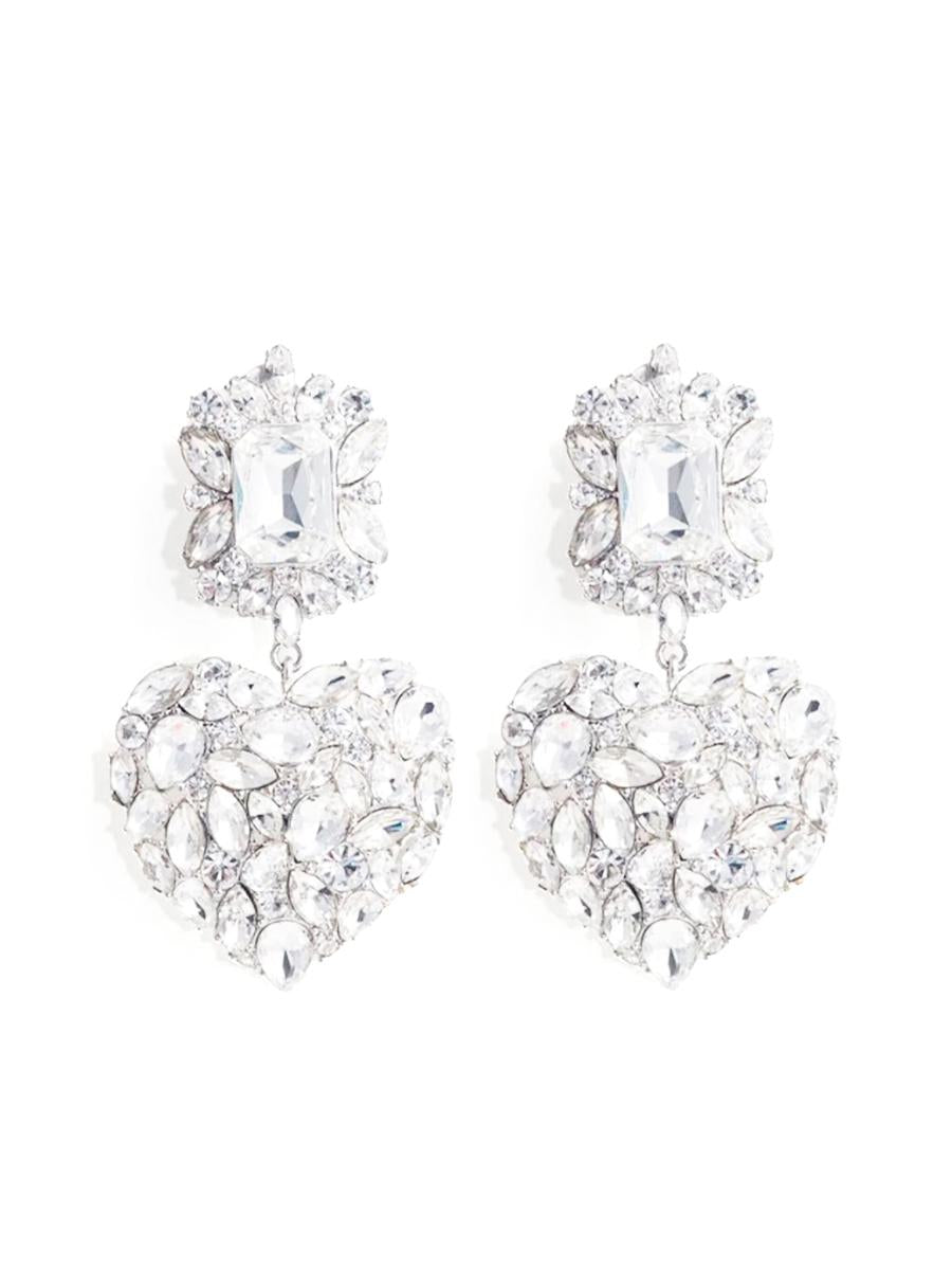 self-portrait crystal heart tiered earrings accessories