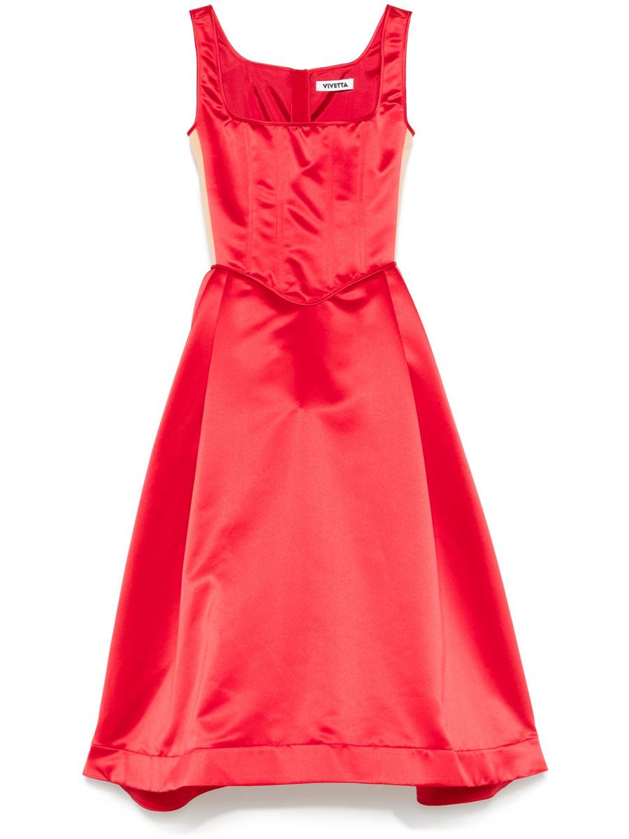 vivetta bustier duchess-satin midi dress