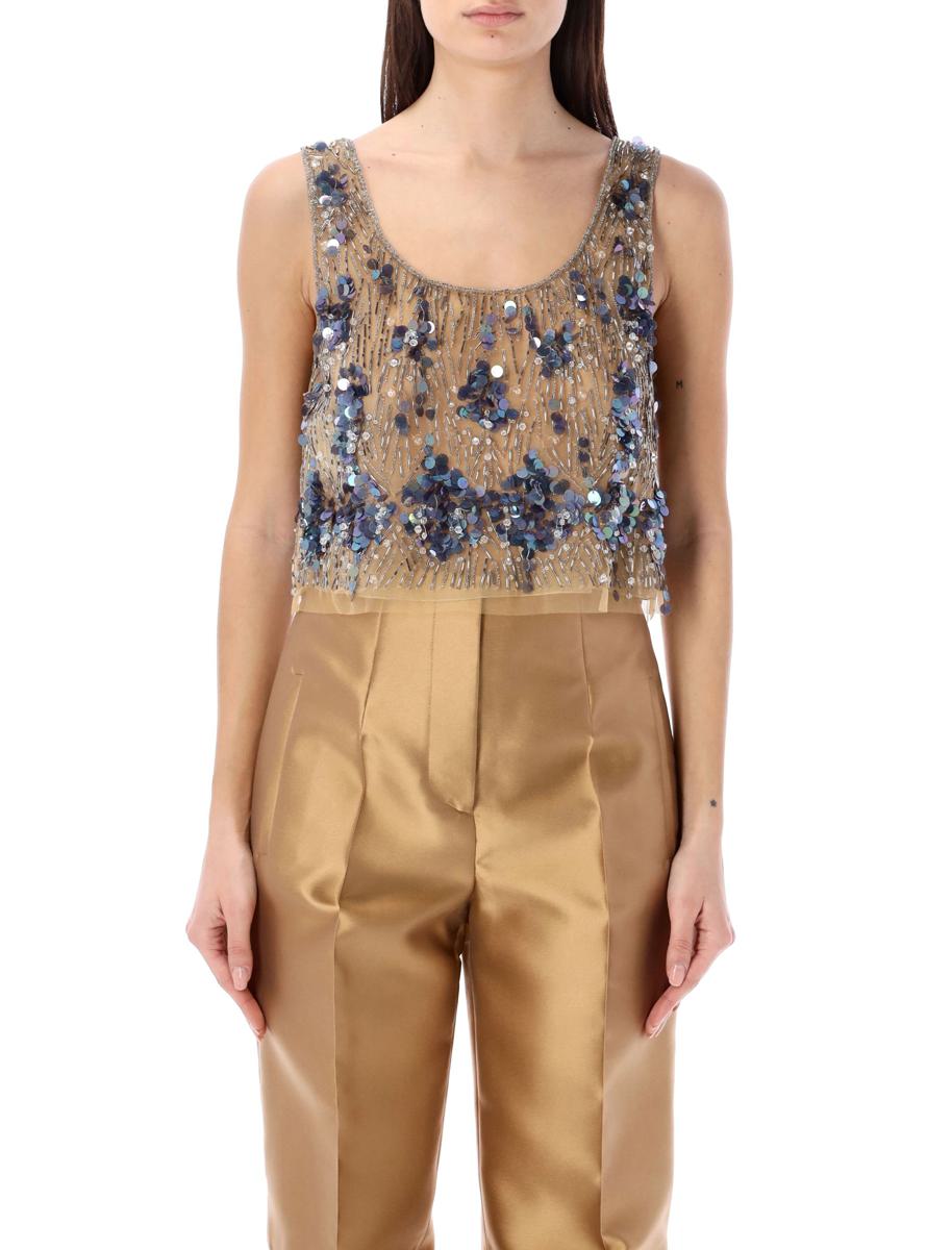 alberta ferretti beads and sequins crop top