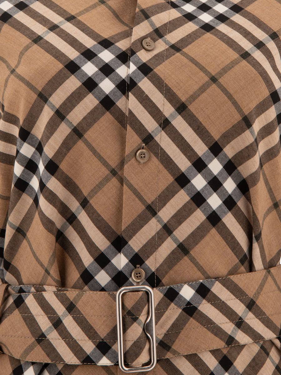 burberry check wool blend shirt dress