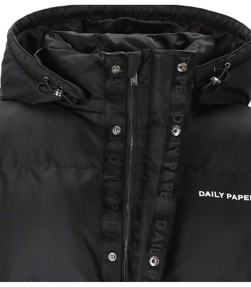 daily paper epuffa black hooded puffer jacket