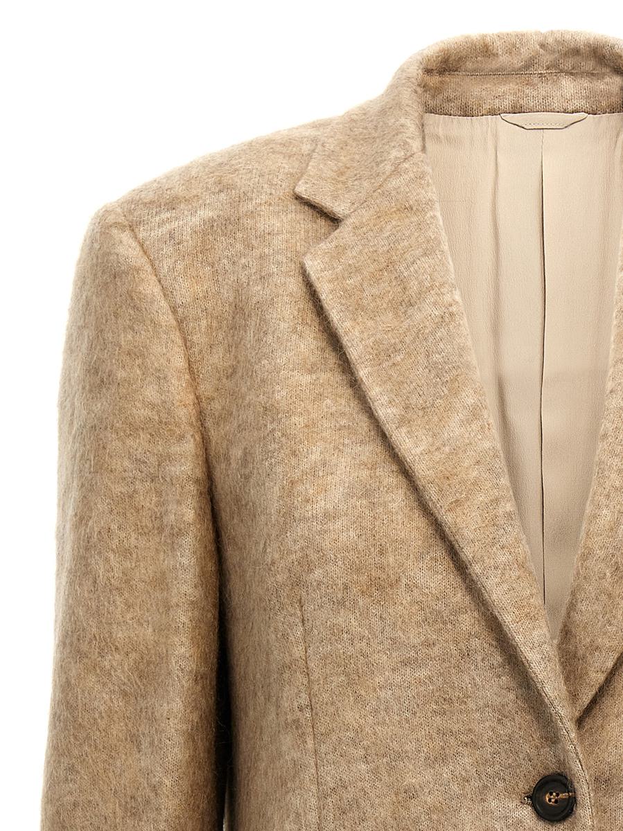 brunello cucinelli single-breasted mohair blazer