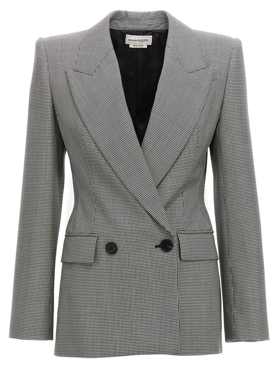 alexander mcqueen double-breasted houndstooth blazer