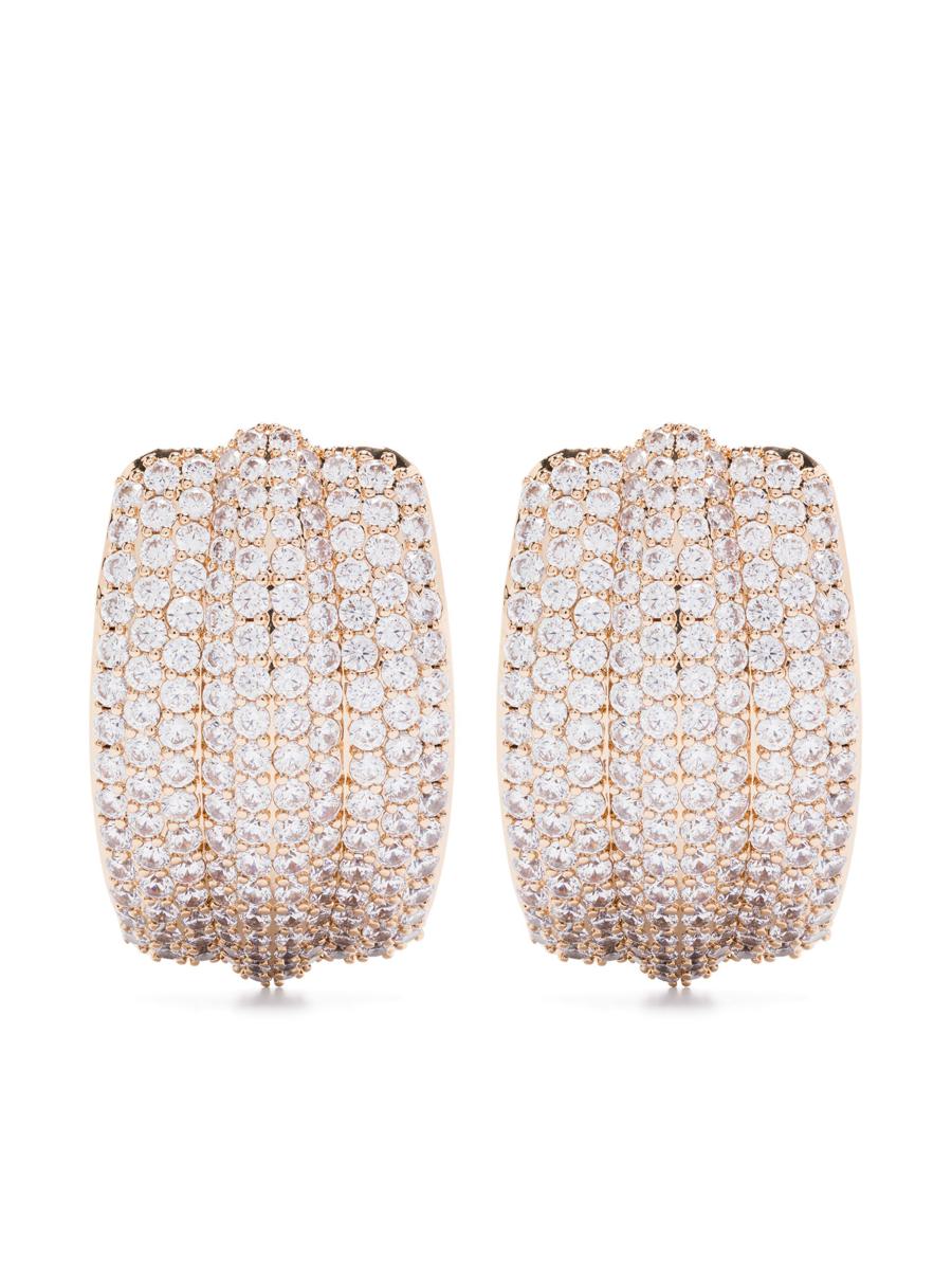 self-portrait gold cystal ridged earrings accessories