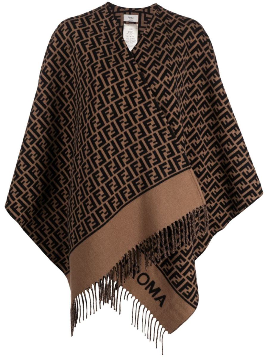 fendi ff wool and cashmere poncho