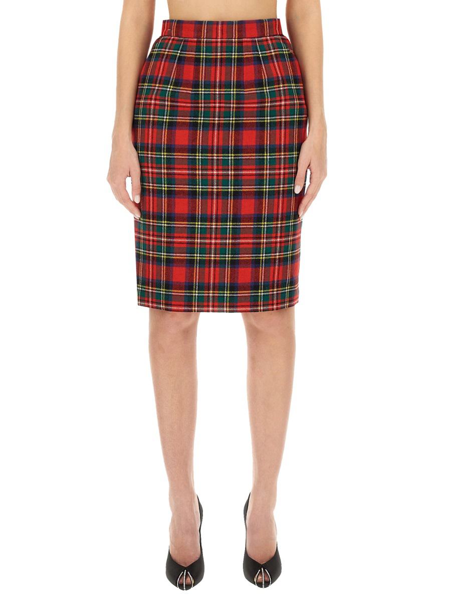 saint laurent tartan pencil skirt