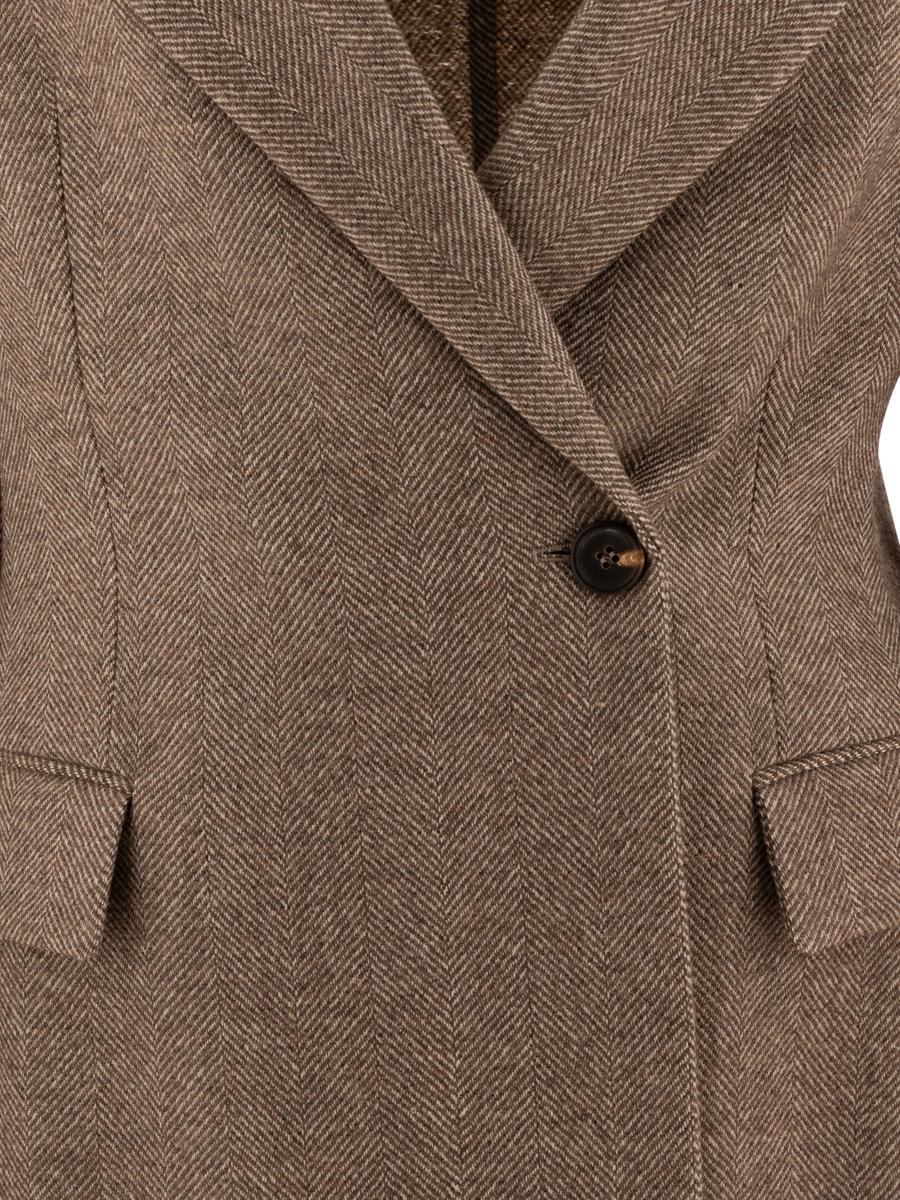 brunello cucinelli brushed techno wool chevron blazer with monili