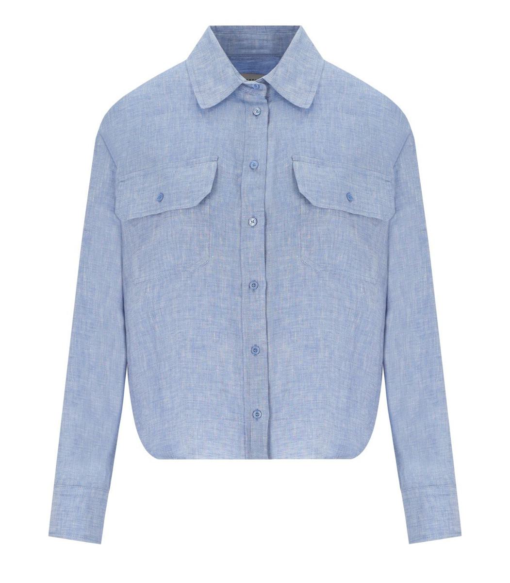 weekend max mara eureka light blue cropped shirt