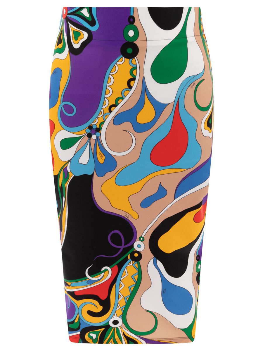 pucci orchidee-print pencil skirt