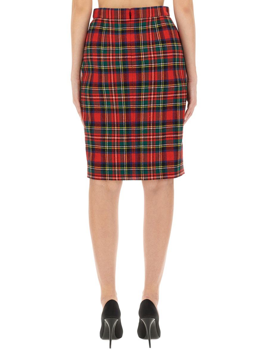 saint laurent tartan pencil skirt