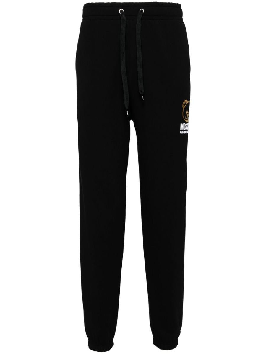 moschino underwear black cotton sweatpants with bear