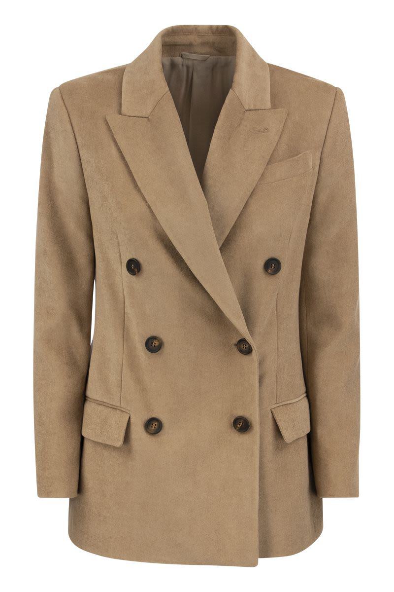 brunello cucinelli double-breasted jacket with necklace