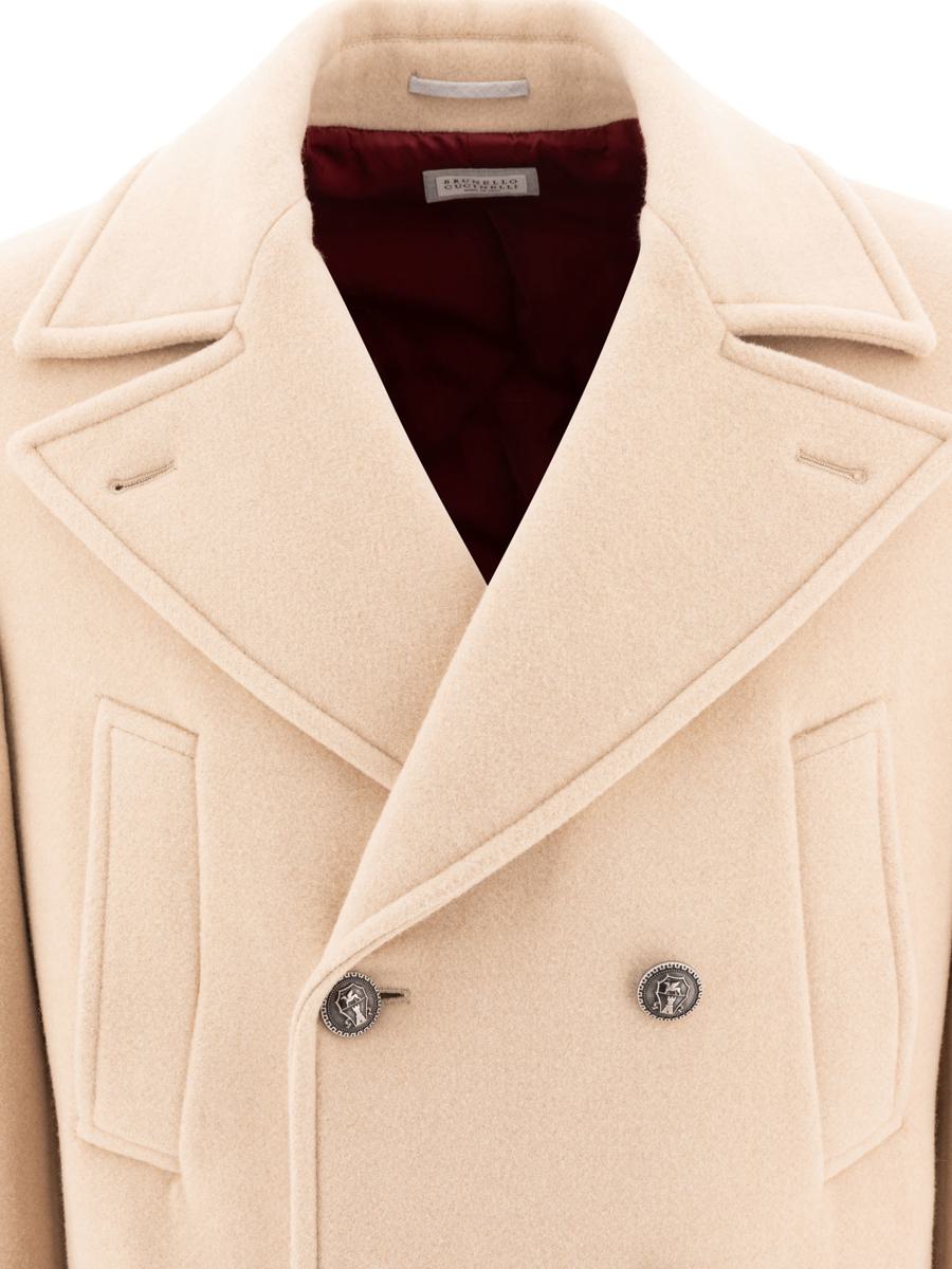 brunello cucinelli camel double-breasted wool