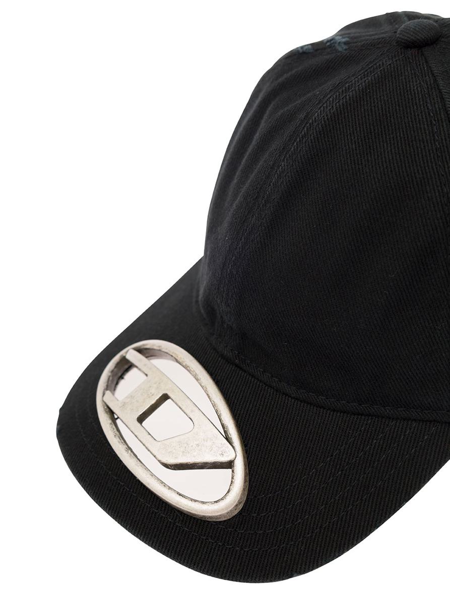 'c-beast-a1' black baseball cap with d logo cut-out in cotton man