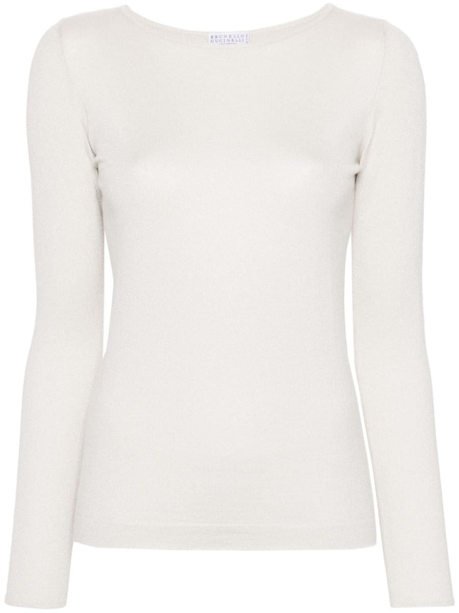 brunello cucinelli cashmere and silk blend boatneck sweater