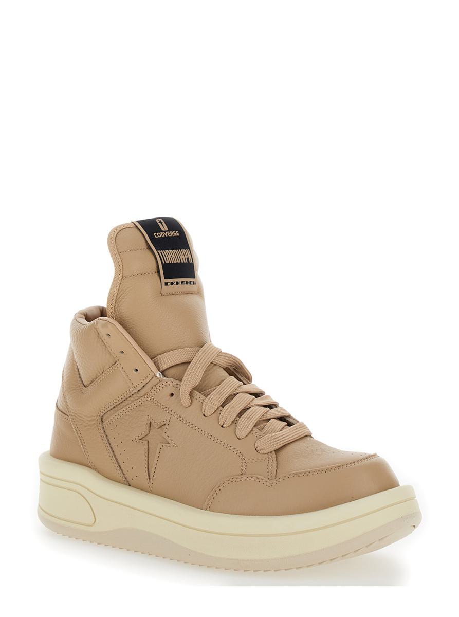 'converse - turbowpn' beige sneakers high top in leather man