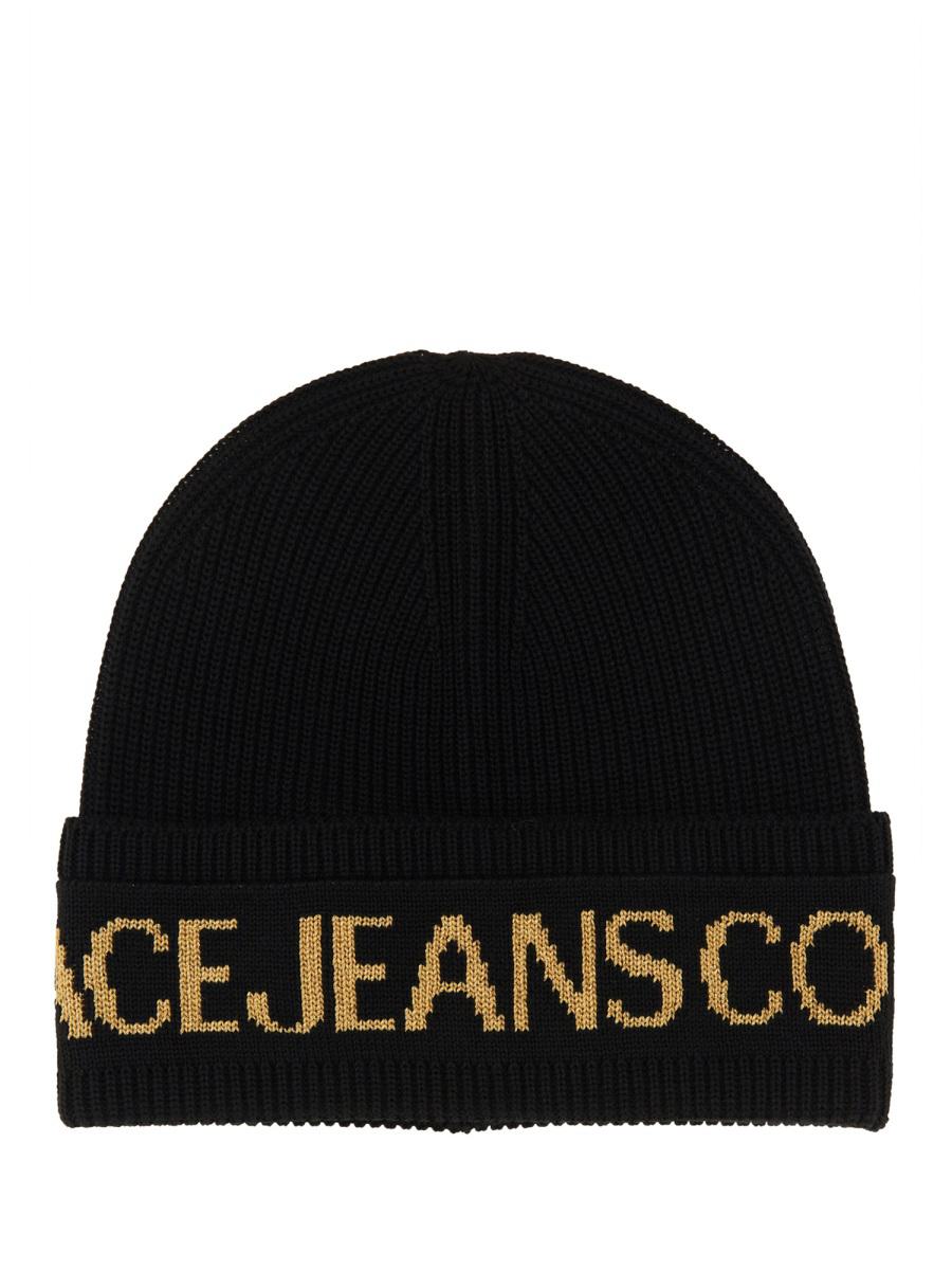 versace jeans couture beanie hat with logo