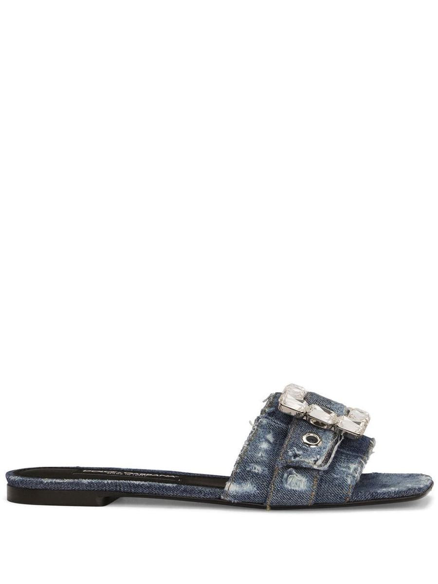 dolce & gabbana denim patchwork slides