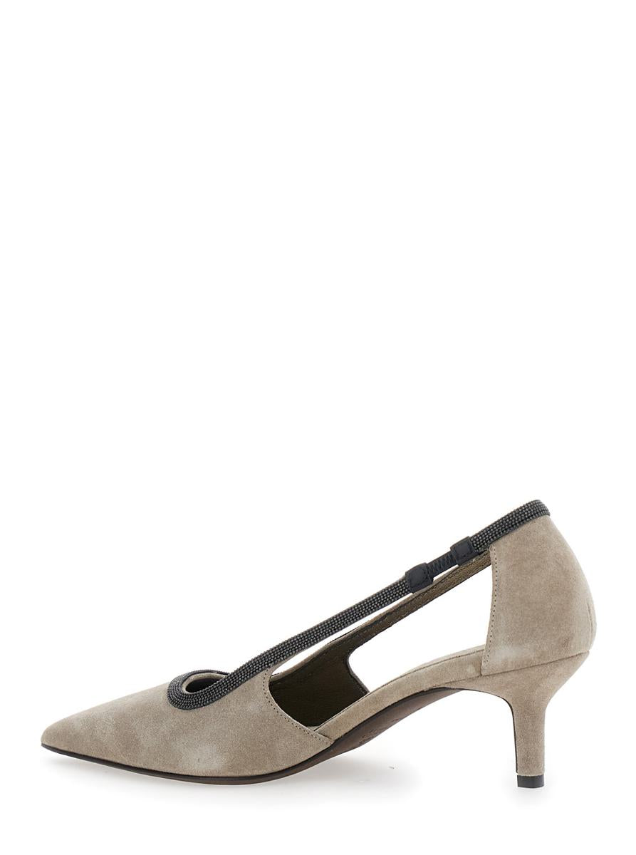 'city' grey pumps with monile detail in suede woman