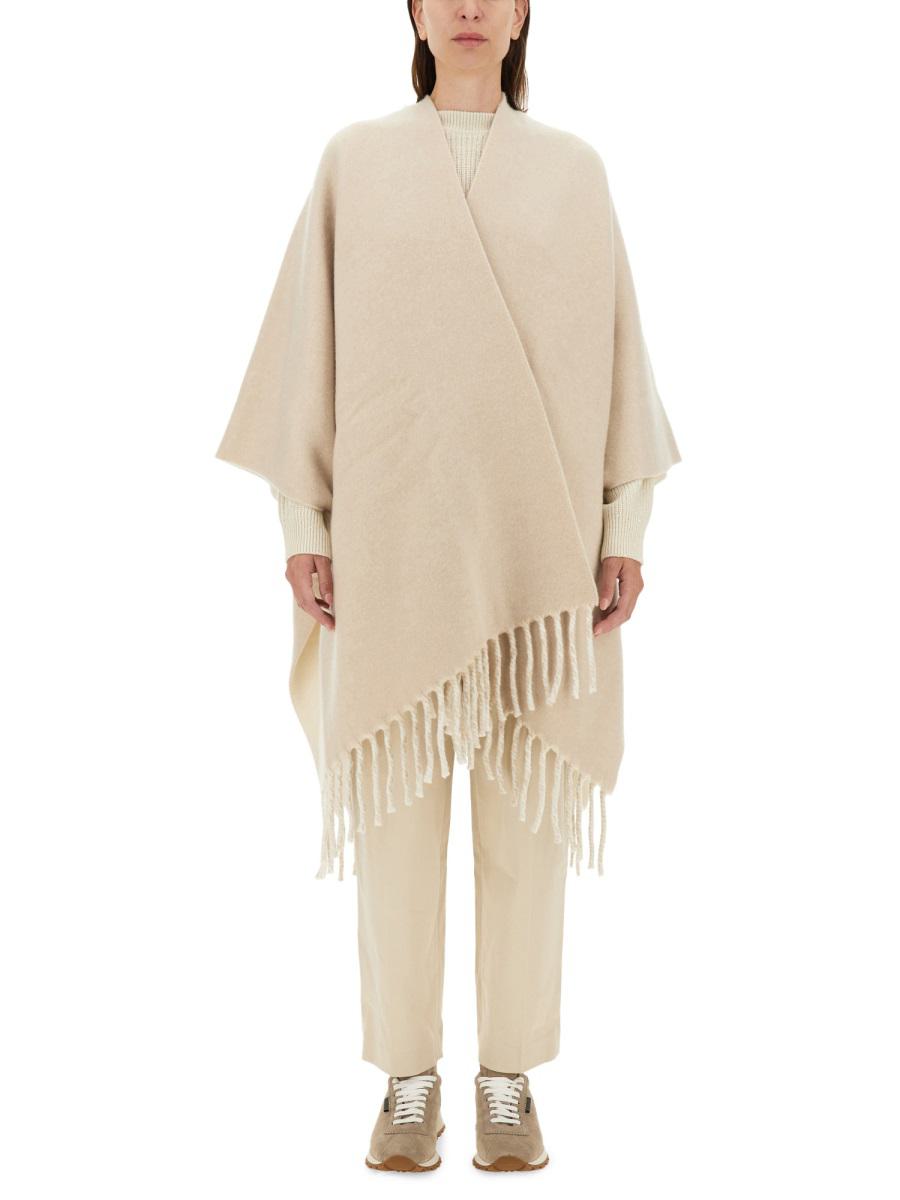 brunello cucinelli double knit wool and cashmere poncho