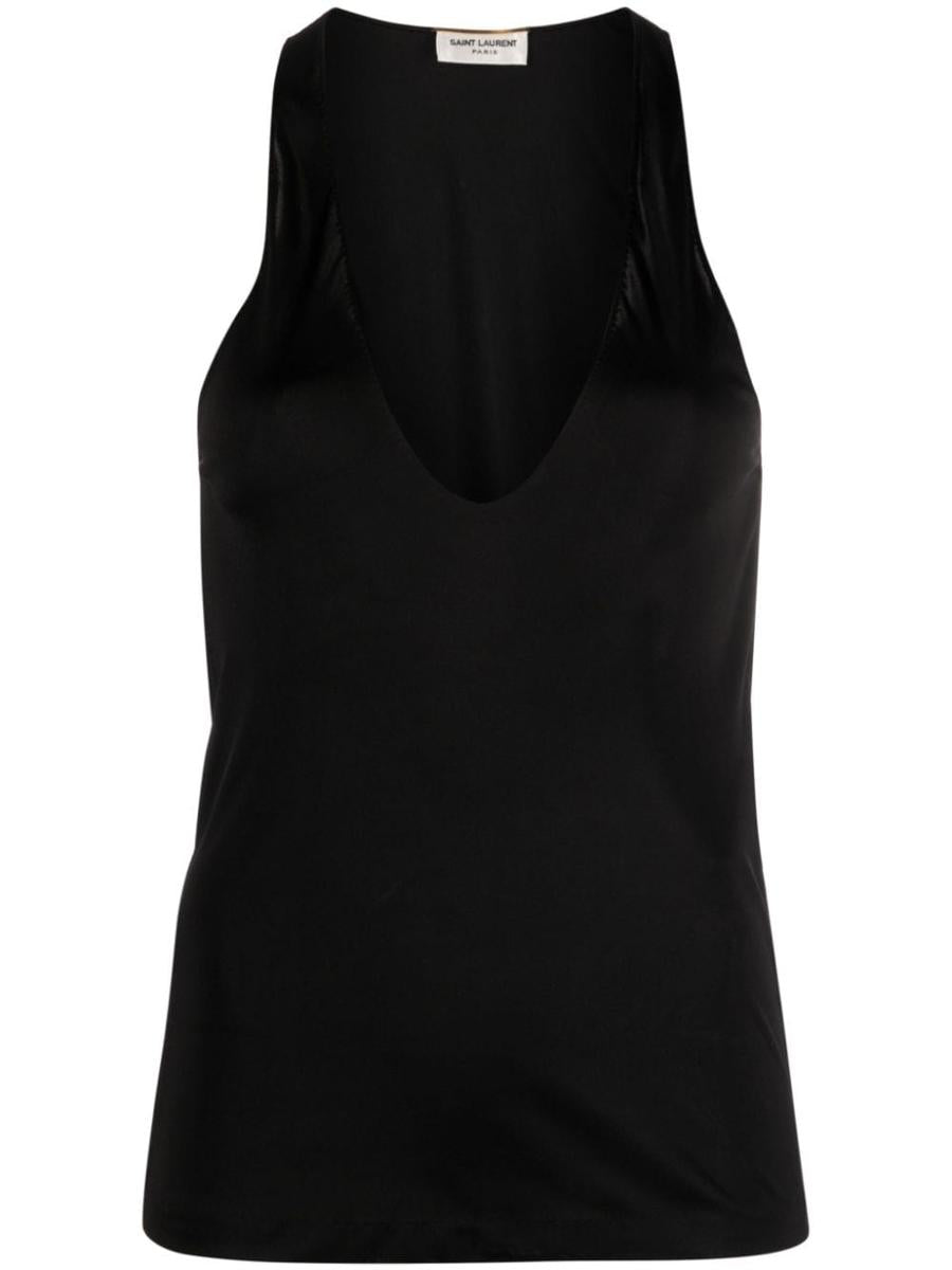 saint laurent deep neckline jersey top