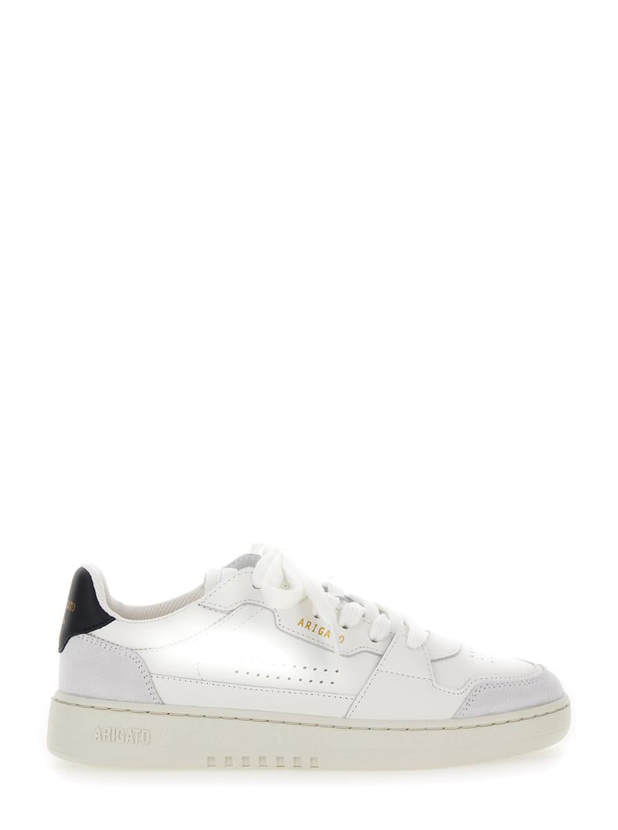 'dice lo' white sneakers with logo detail and black heel tab in suede and leather woman