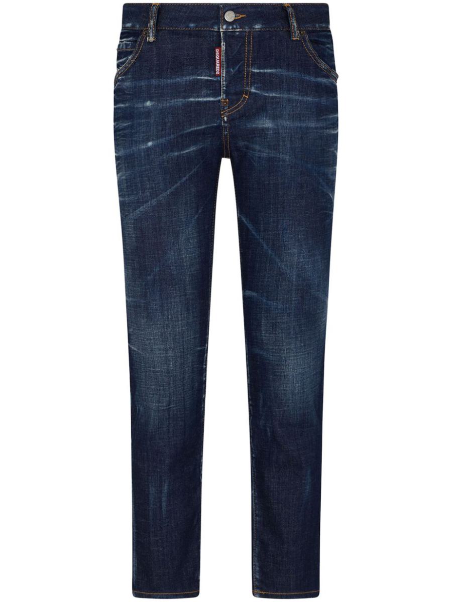 dsquared2 skater slim jeans in stretch cotton with a distressed effect