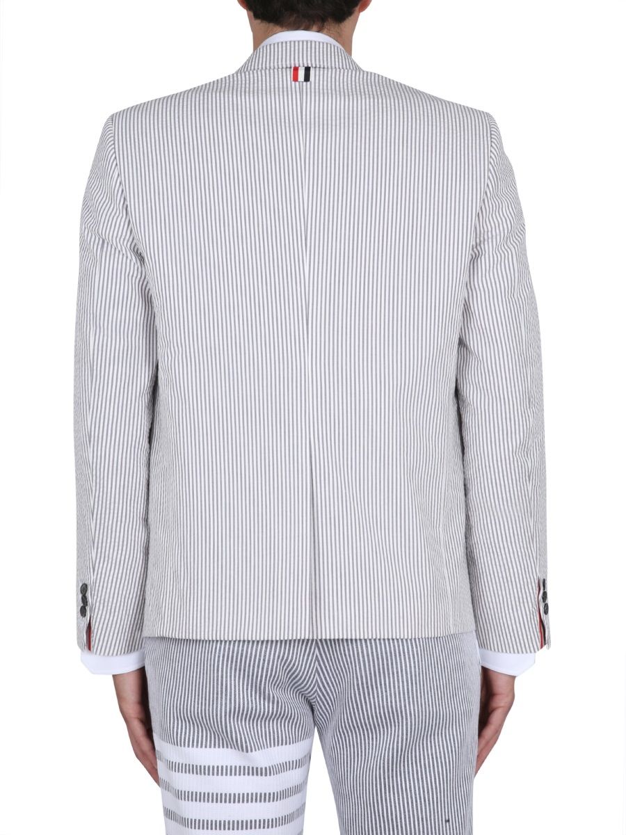 thom browne white and grey cotton blazer