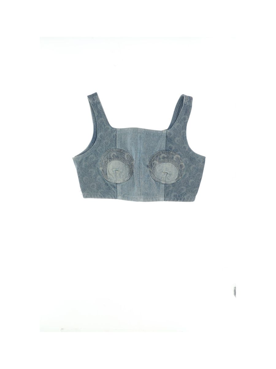 marine serre denim cropped bustier