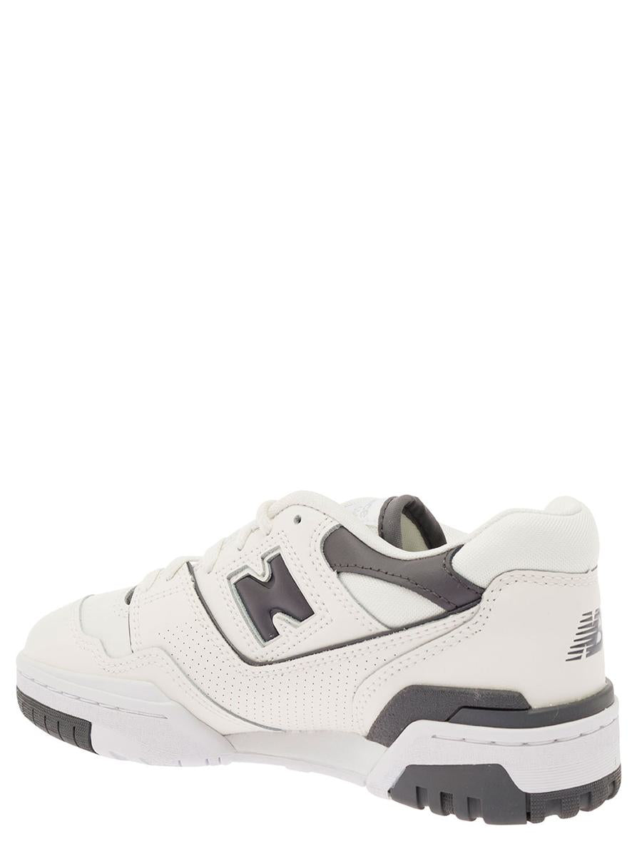 '550' white and black low top sneakers with logo in leather woman