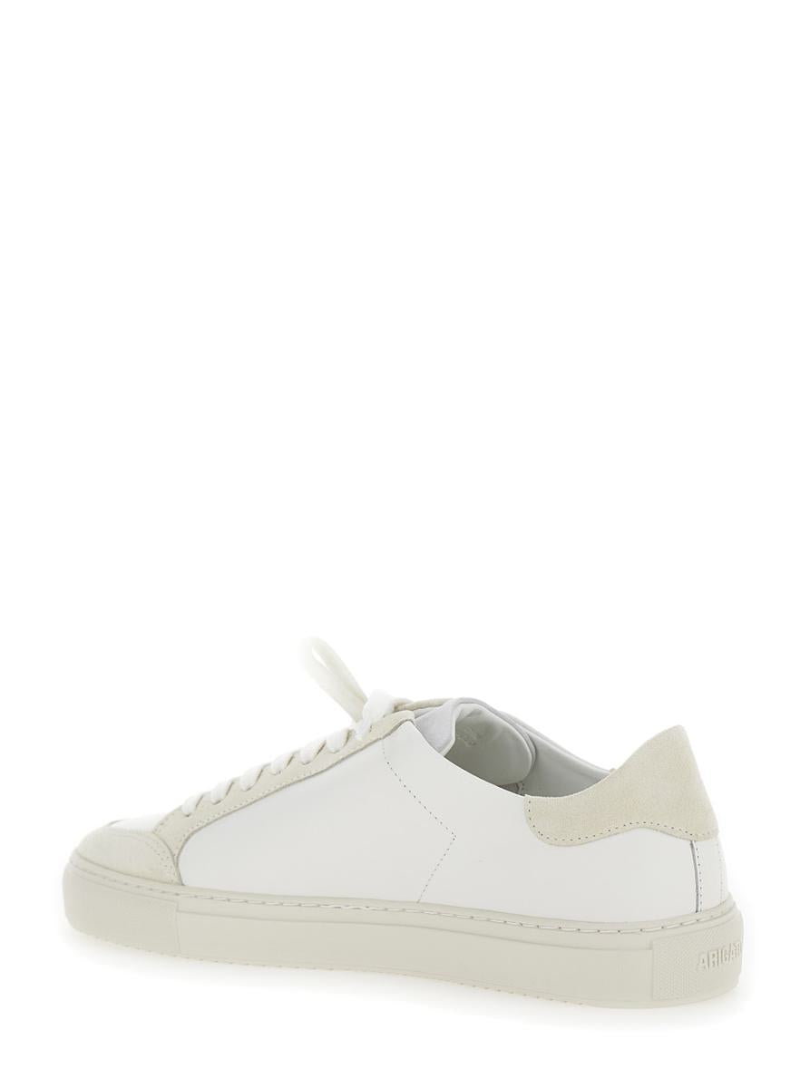 'clean 90 triple' white low top sneakers with laminated logo in leather and suede man