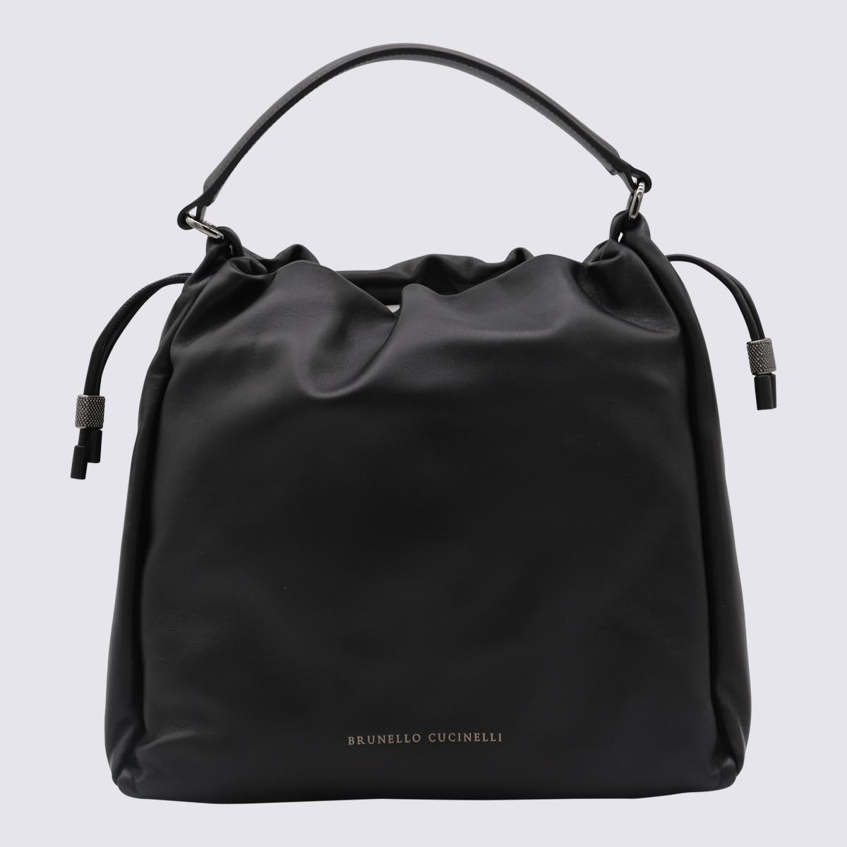 brunello cucinelli black leather crossbdoy bag