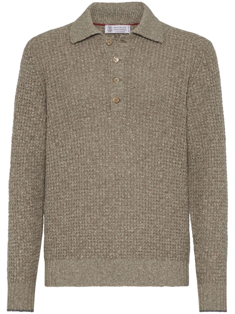 brunello cucinelli cashmere and wool knitted polo