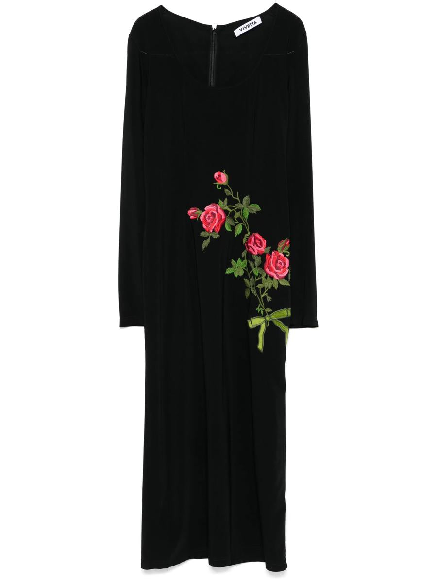 vivetta floral-embroidered midi dress