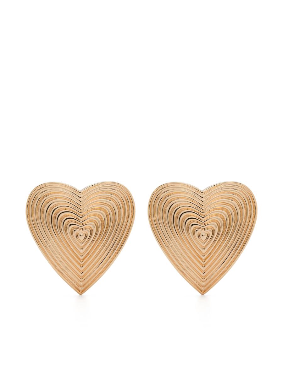 self-portrait gold heart ridged earrings accessories