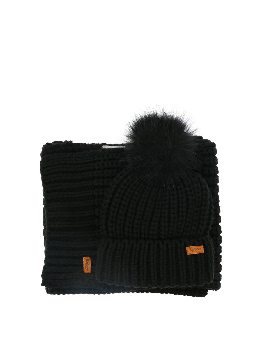 barbour "saltburn" beanie and scarf set