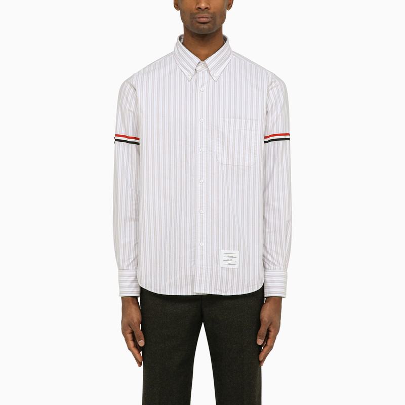 thom browne white and striped oxford shirt