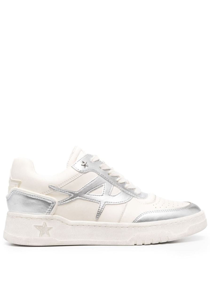 'blake' white low top sneakers with metallic details in leather woman