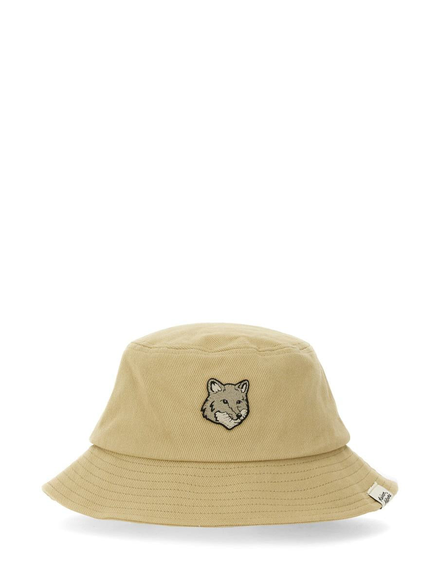 maison kitsuné bucket hat with fox patch