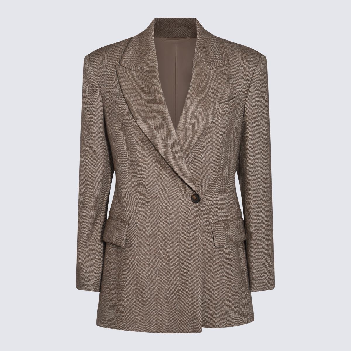 brunello cucinelli brown wool blazer