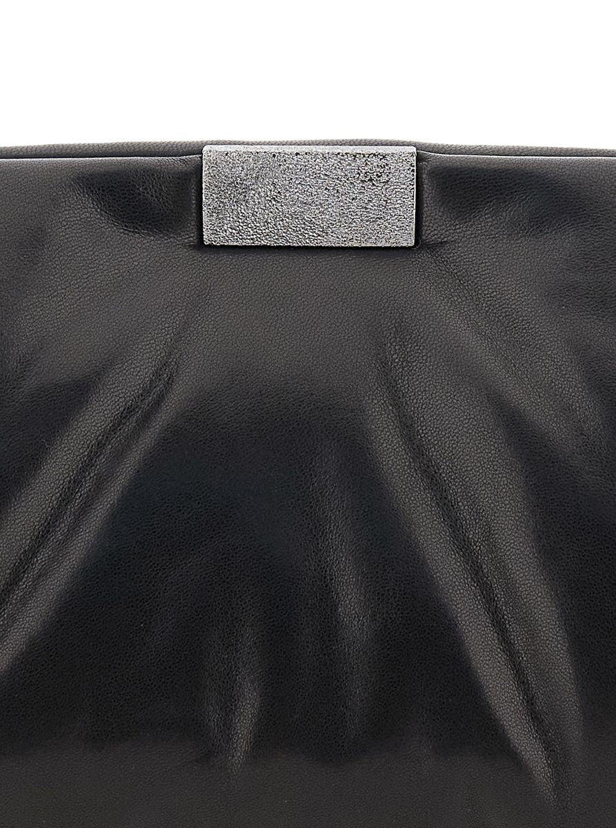 black clutch with monil detail in leather woman