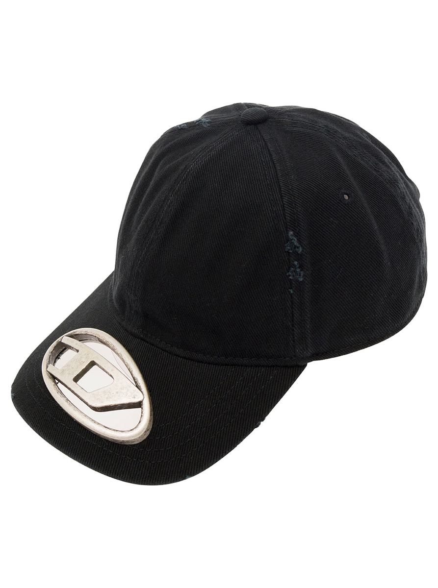 'c-beast-a1' black baseball cap with d logo cut-out in cotton man